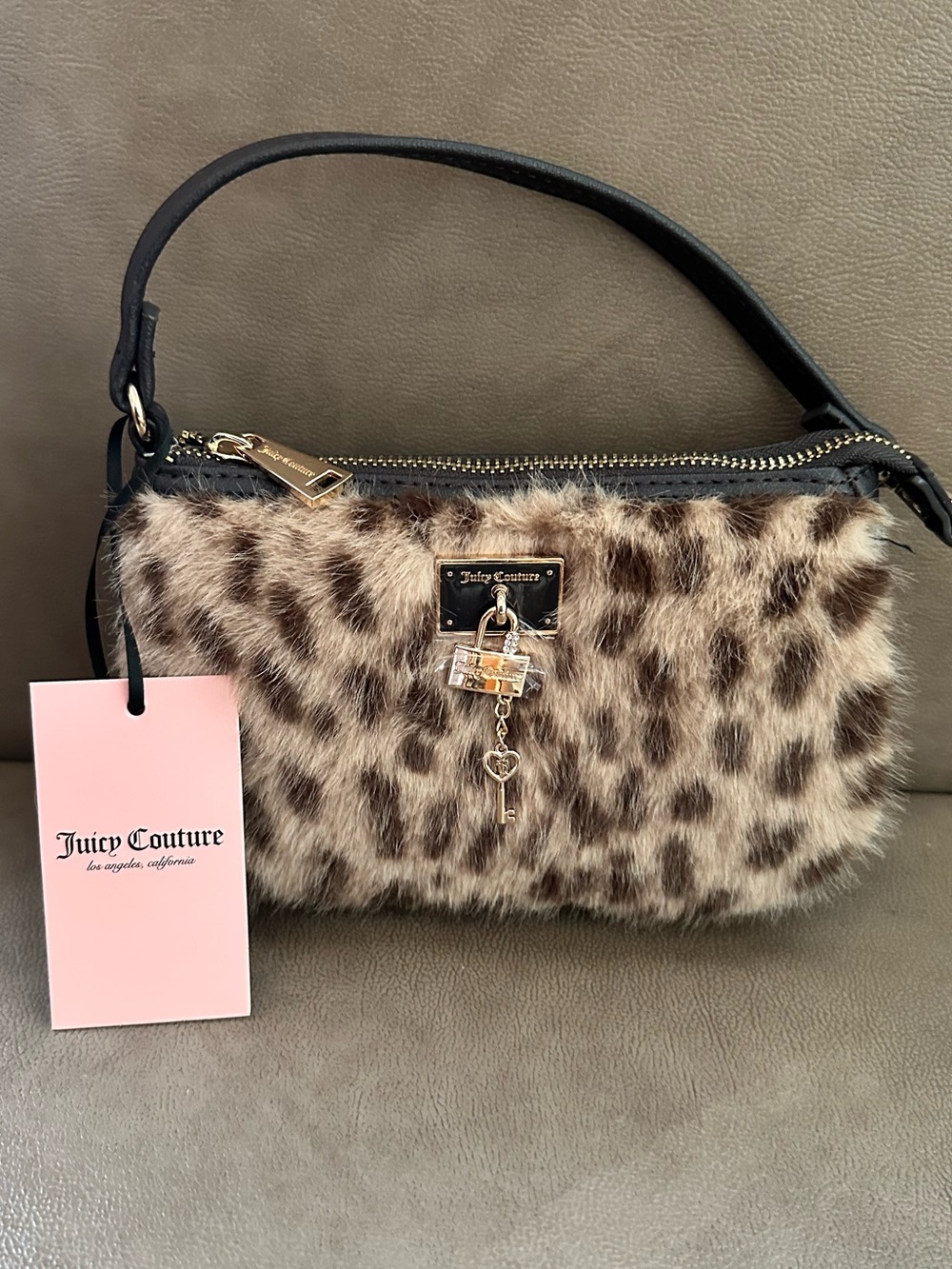Juicy Couture  Chocolate  Leopard
Furry Fun Wristlet NWT